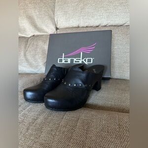 Dansko Black Studded Leather Mules